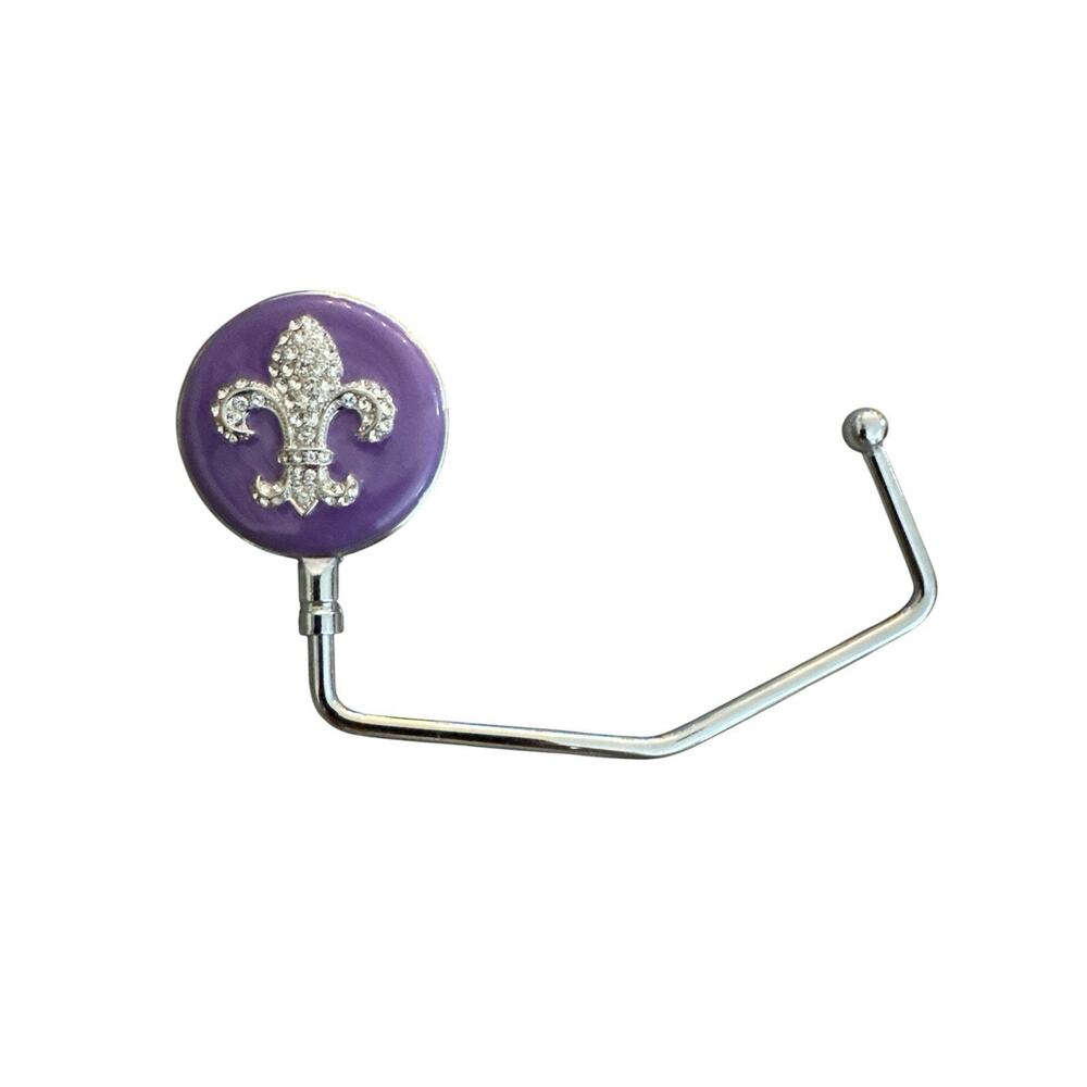 SPRING STREET FLEUR DE LIS CRYSTAL GREEN ENAMEL HANDBAG HOLDER NEW